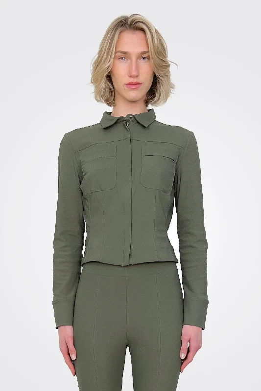 Valencia Tech Patch Pocket Shirt Jacket - Vert Herringbone Jacket Houndstooth Jacket Plaid Jacket