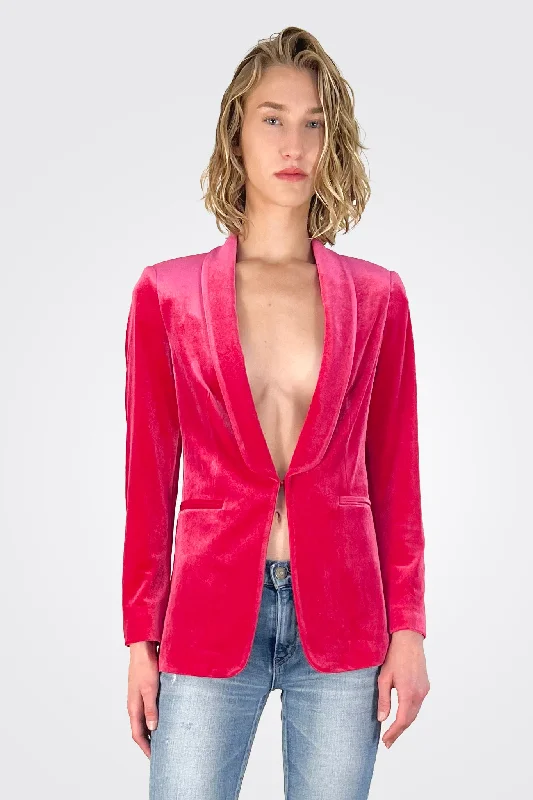 Velvet Smoking Jacket - Pink Satin Jacket Silk Jacket Chiffon Jacket