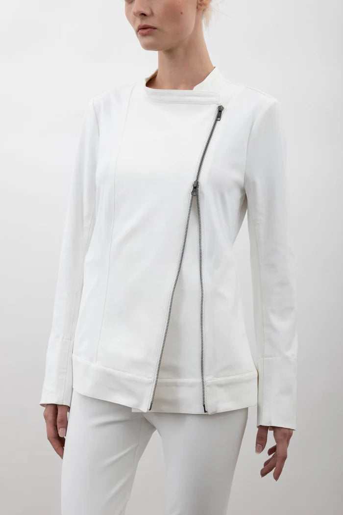 Veracruz Tech Stretch Moto Jacket - White Cardigan Sweater Pullover