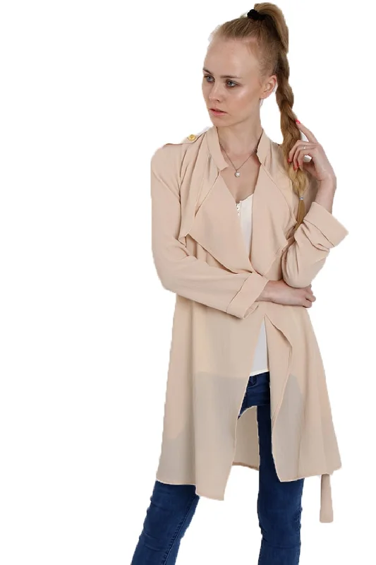 Chiffon Relaxed Waterfall Open Front Shoulder Tap  Jacket with Cape Back Quilted Jacket Puffer Jacket Insulated Jacket