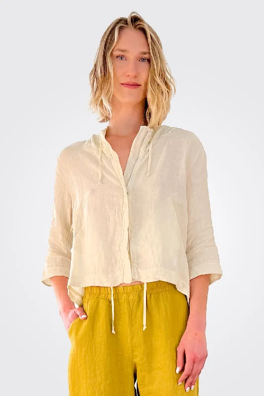Zipped Hooded Linen Jacket - Sand Fitted Jacket Loose Jacket Oversized Jacket