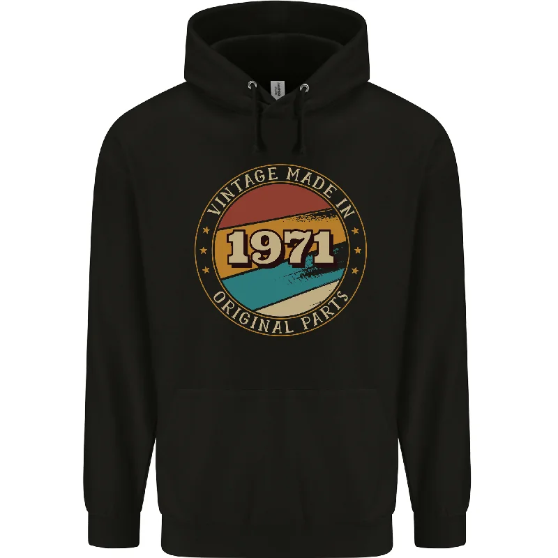 53rd Birthday  Vintage Made In 1971 Mens 80% Cotton Hoodie Hoodie with Button Placket Classic Preppy