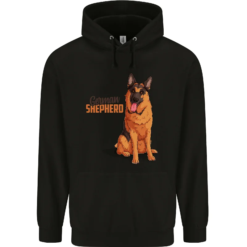 A German Shepherd Dog Illustration Mens 80% Cotton Hoodie Hoodie with Drawstring Waist Adjustable Fitted