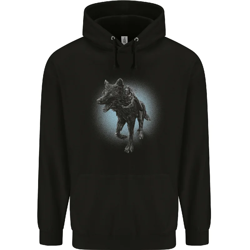 A Girl on Wolf Mens 80% Cotton Hoodie Hoodie with Relaxed Fit Easy Casual