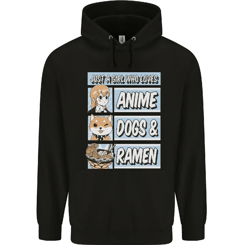 A Girl Who Loves Anime Dogs & Ramen Mens 80% Cotton Hoodie Hoodie with Zipper Placket Modern Functional