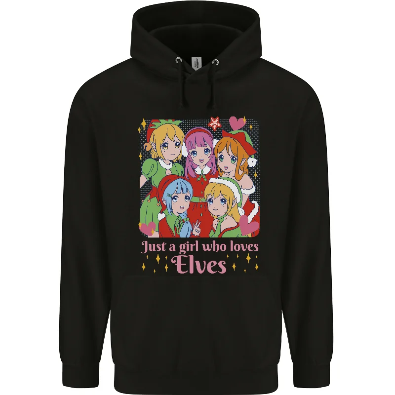 A Girl Who Loves Elves Christmas Anime Xmas Mens 80% Cotton Hoodie Hoodie with Patch Decorative Personalized