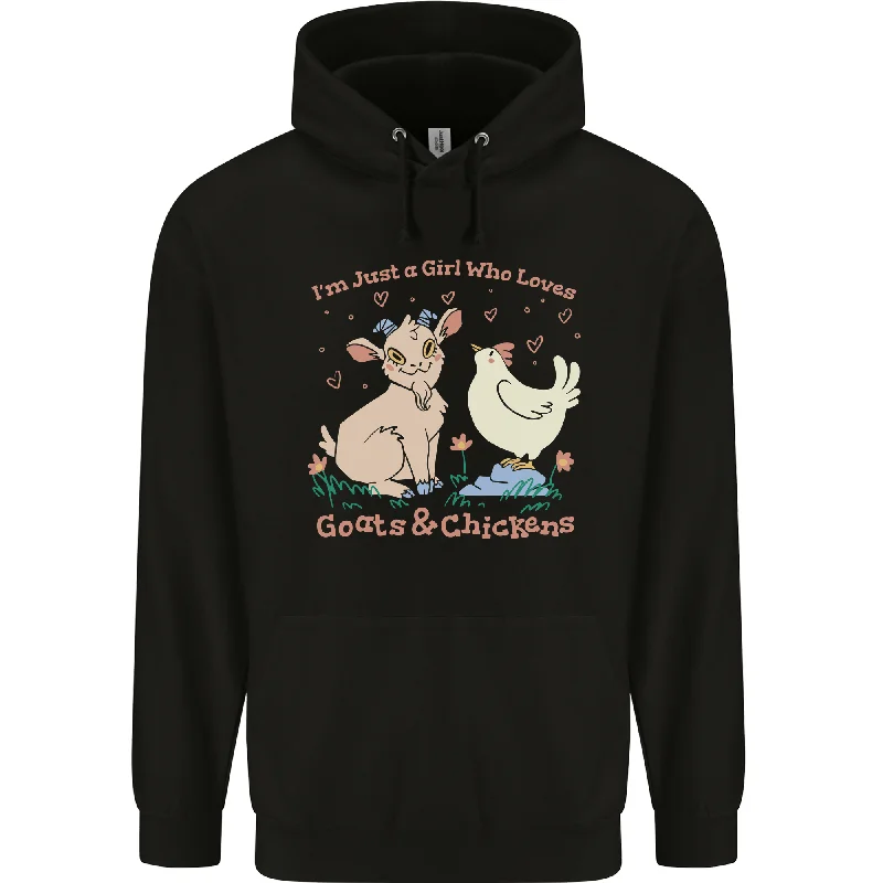 A Girl Who Loves Goats Chickens Farmer Mens 80% Cotton Hoodie Hoodie with Reflective Safety Nightwear