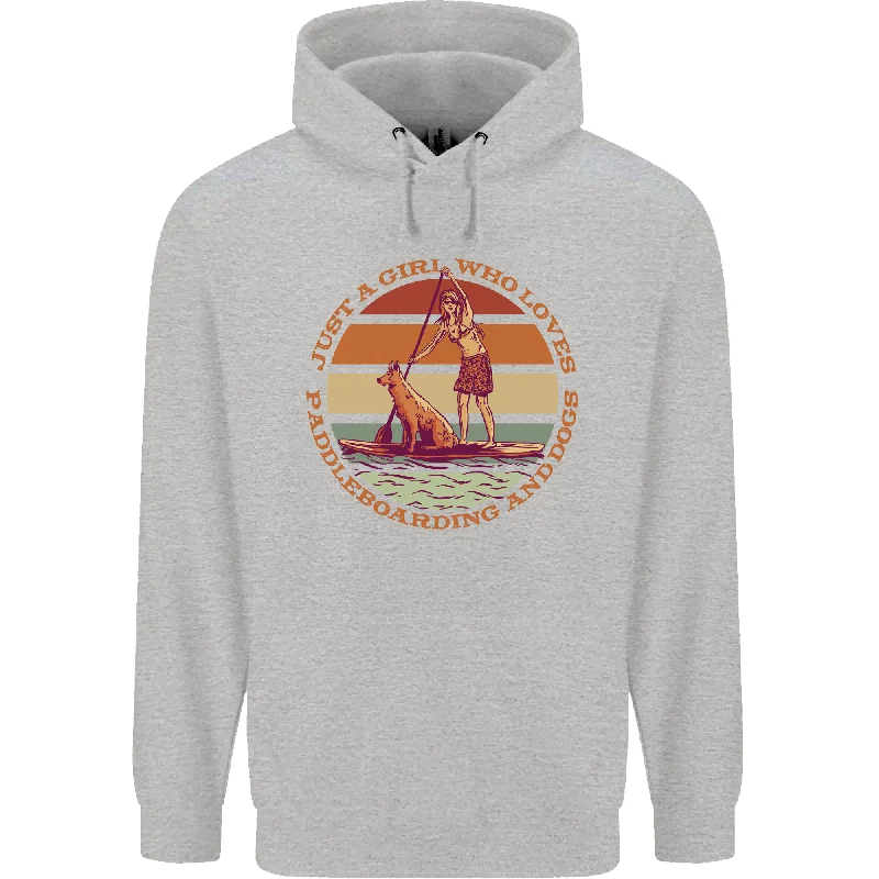 A Girl Who Loves Paddleboarding and Dogs Mens 80% Cotton Hoodie Hoodie with Turtle Neck Cozy Winter