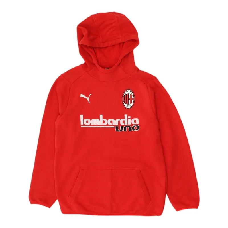 AC Milan Kids Red Pullover Puma Hoodie | Italian Football Sportswear Boys Hoody Hoodie with Fur Luxurious Winter