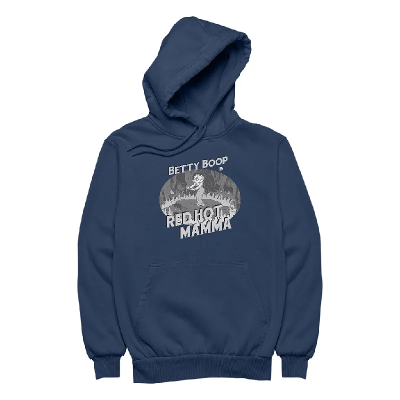 Betty Boop In Red Hot Mamma Women's Hooded Sweatshirt Hoodie with Cropped Fit Short Trendy