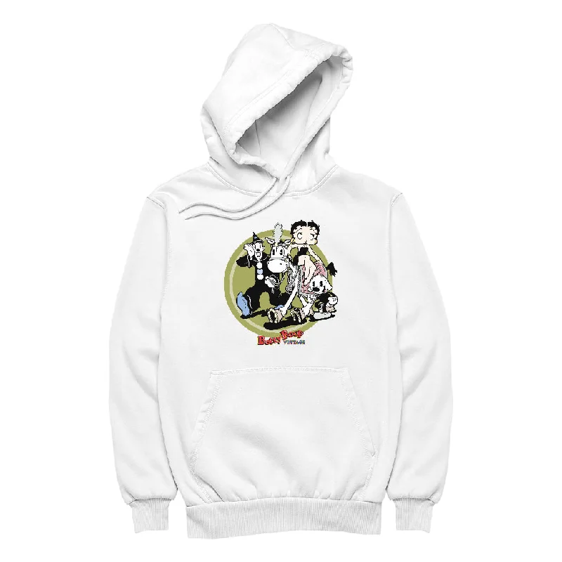 Betty Boop Vintage Circus Crew Women's Hooded Sweatshirt Hoodie with Frayed Bohemian Relaxed