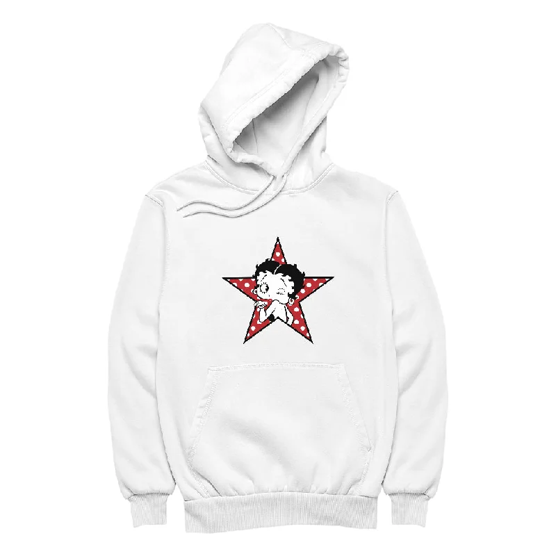 Betty Boop Wink Polka Dot Star Women's Hooded Sweatshirt Hoodie with Camouflage Military Edgy