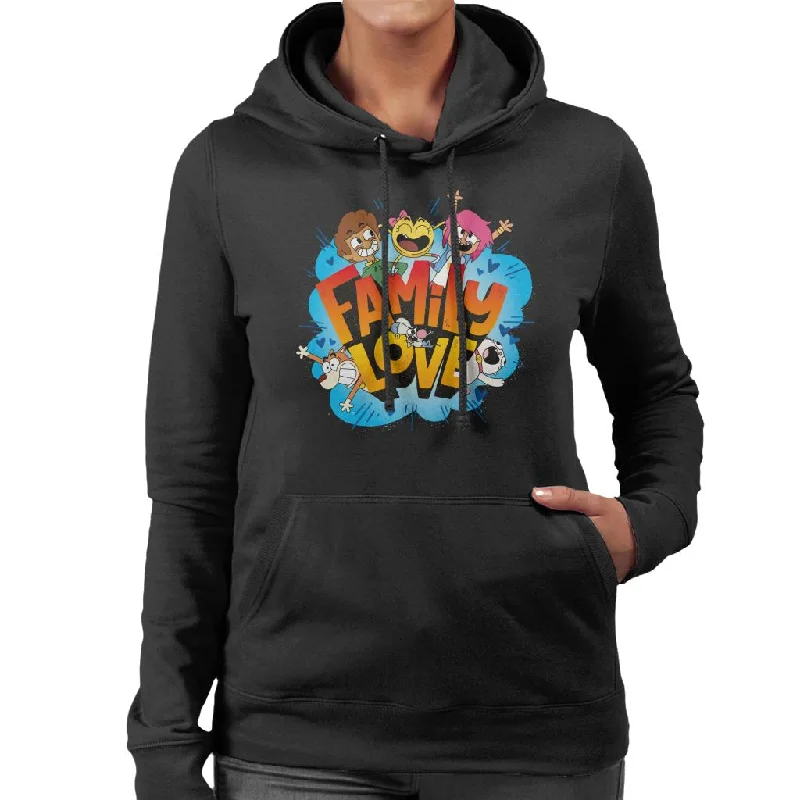 Boy Girl Dog Cat Mouse Cheese Family Love Women's Hooded Sweatshirt Hoodie with Pocket Utility Practical