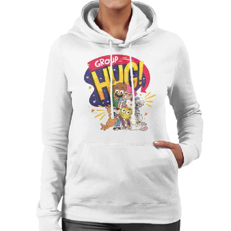 Boy Girl Dog Cat Mouse Cheese Group Hug Women's Hooded Sweatshirt Hoodie with Print Artistic Unique