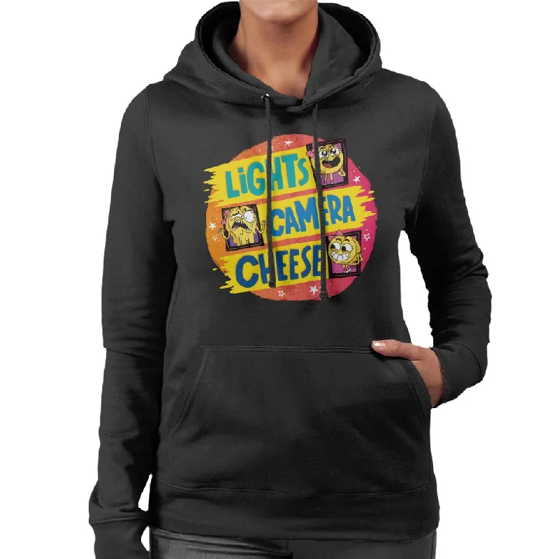 Boy Girl Dog Cat Mouse Cheese Lights Camera Cheese Women's Hooded Sweatshirt Zip Hoodie Drawstring Kangaroo Pocket