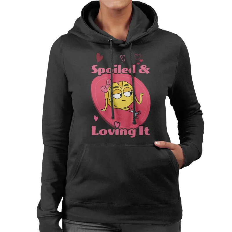 Boy Girl Dog Cat Mouse Cheese Spoiled And Loving It Women's Hooded Sweatshirt Hoodie with Hem Applique Textured Unique