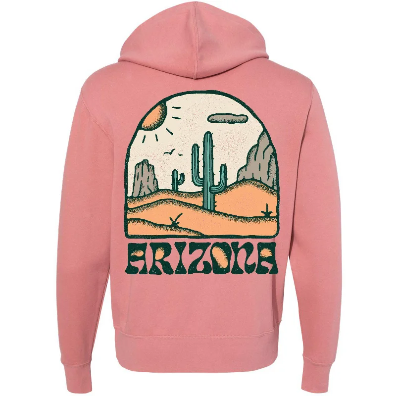 Cactus Arizona Zipper Hoodie Hoodie with Contrast Stitching Detailed Premium