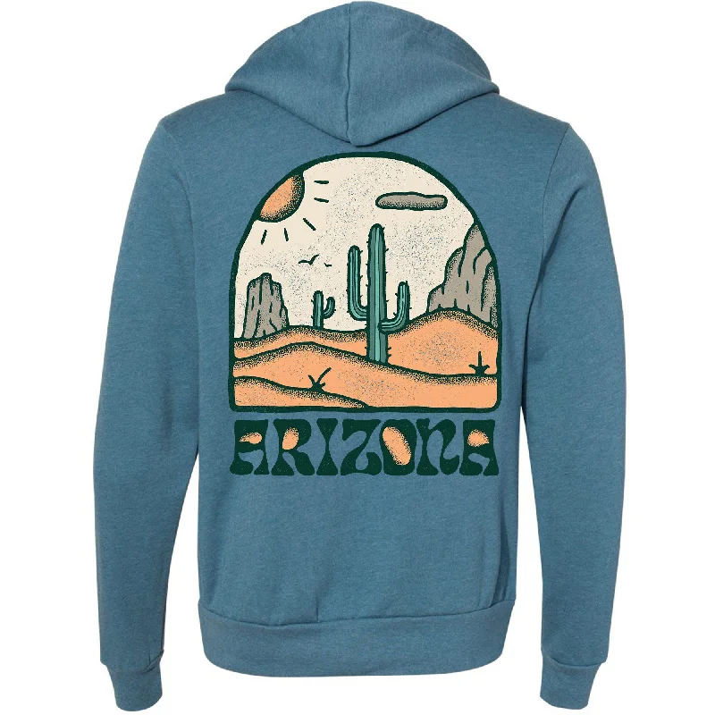 Cactus Arizona Zipper Hoodie Hoodie with High-Low Hem Asymmetrical Trendy