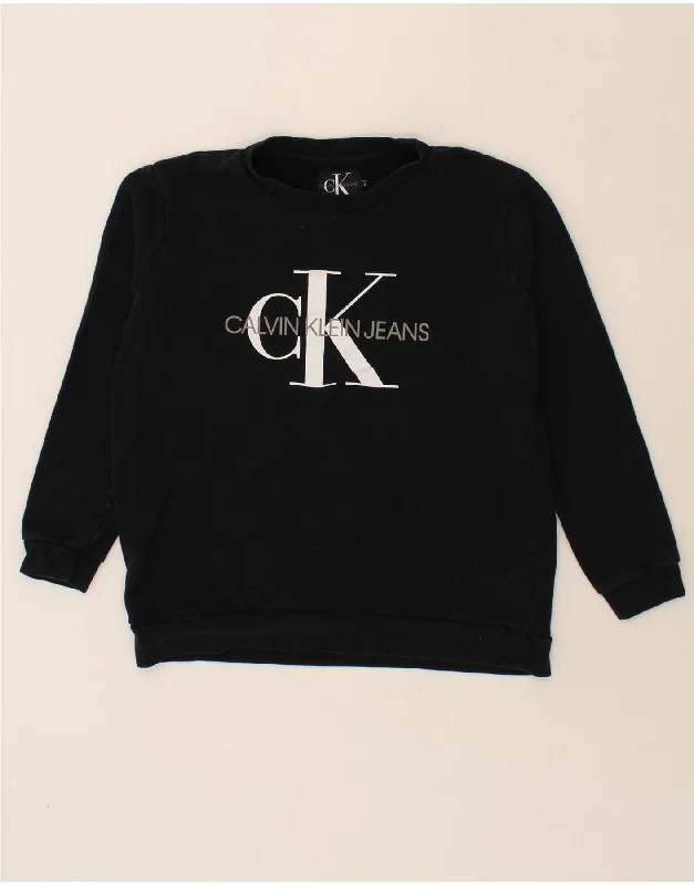 CALVIN KLEIN JEANS Womens Graphic Sweatshirt Jumper UK 16 Large Black Hoodie with Stripes Bold Sporty CALVIN KLEIN JEANS Womens Graphic Sweatshirt Jumper UK 16 Large Black Hoodie with Stripes Bold Sporty