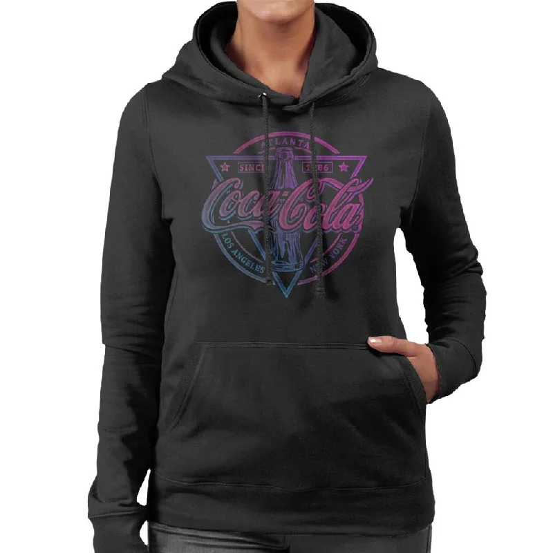 Coca Cola Atlanta Since 1886 LA And New York Women's Hooded Sweatshirt Hoodie with Crew Neck Simple Timeless