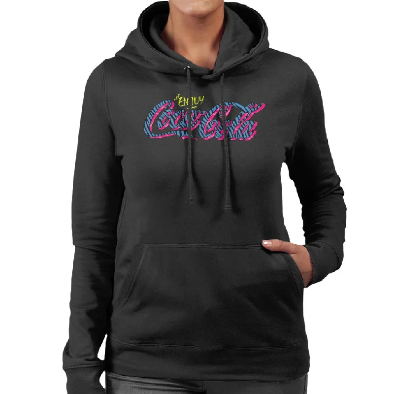 Coca Cola Retro Zebra Logo Women's Hooded Sweatshirt Hoodie with Zipper Placket Modern Functional