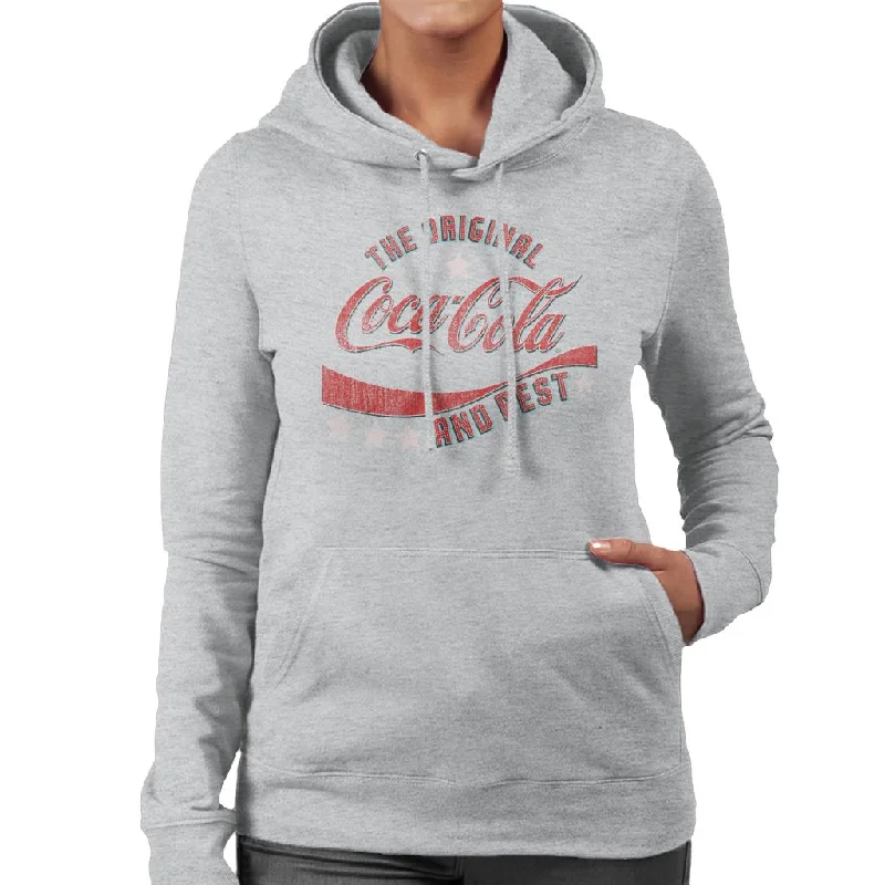 Coca Cola Stars The Original And The Best Women's Hooded Sweatshirt Hoodie with Set-In Sleeves Structured Classic