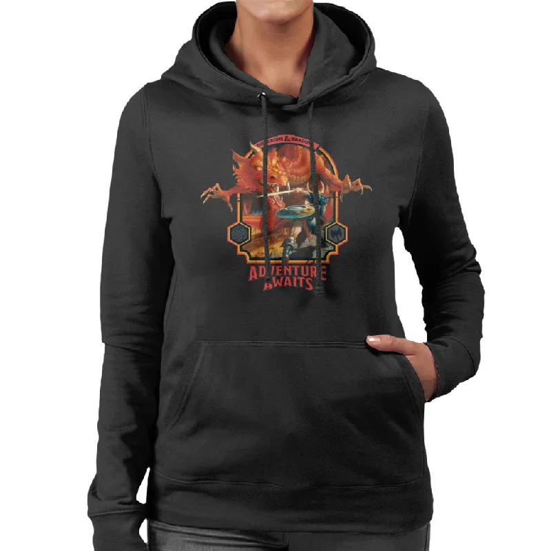Dungeons & Dragons Adventure Awaits Women's Hooded Sweatshirt Hoodie with Monochrome Minimalist Simple