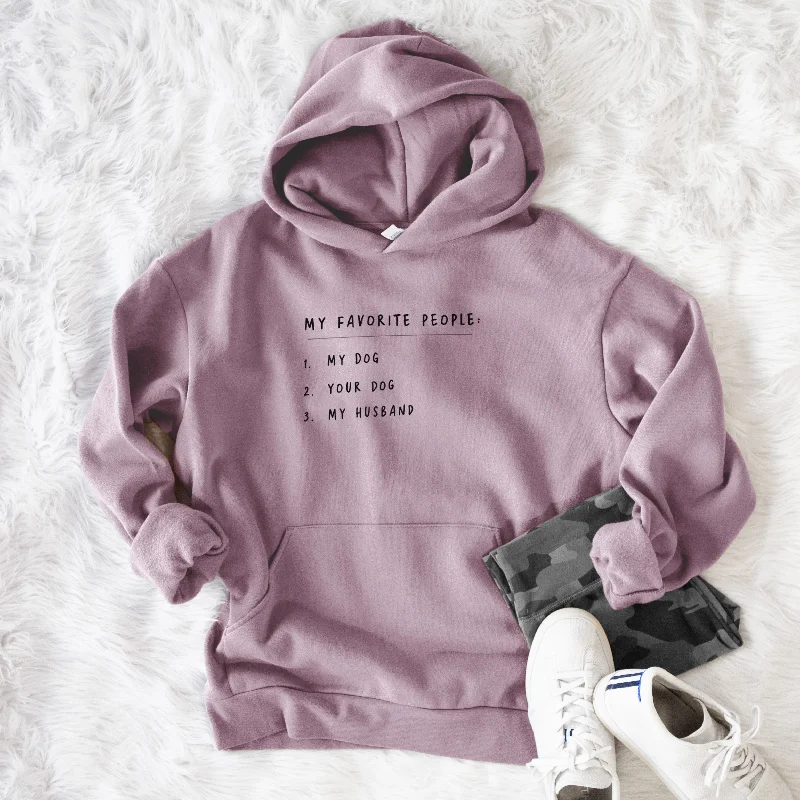 My Favorite People: Dog, Dog, Husband  - Bodega Midweight Hoodie Hoodie with Monochrome Minimalist Simple