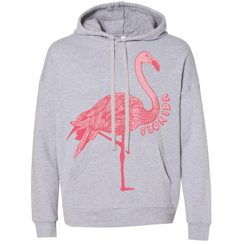 Flamingo Florida Drop Shoulder Hoodie Hoodie with Contrast Stitching Detailed Premium