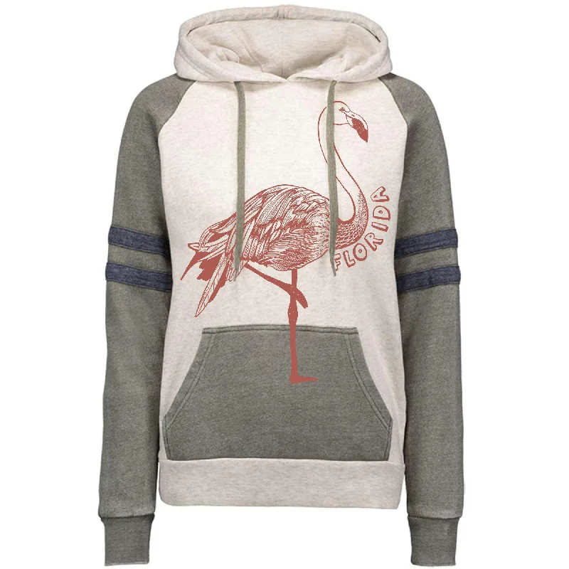 Flamingo Florida Varsity Hoodie Hoodie with Hem Embroidery Detailed Premium