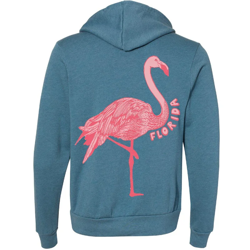 Flamingo Florida Zipper Hoodie Hoodie with Reflective Safety Nightwear