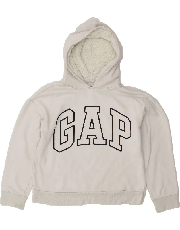 GAP Boys Graphic Hoodie Jumper 11-12 Years XL White Cotton Graphic Hoodie Design Print