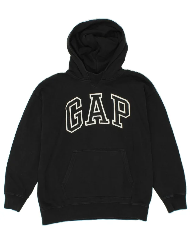 GAP Boys Graphic Hoodie Jumper 14-15 Years Black Cotton Hoodie with Oversized Fit Loose Comfortable