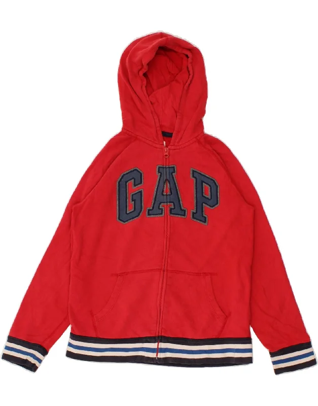 GAP Boys Graphic Zip Hoodie Sweater 14-15 Years 2XL Red Cotton Hoodie with Elastic Cuffs Stretchable Comfortable
