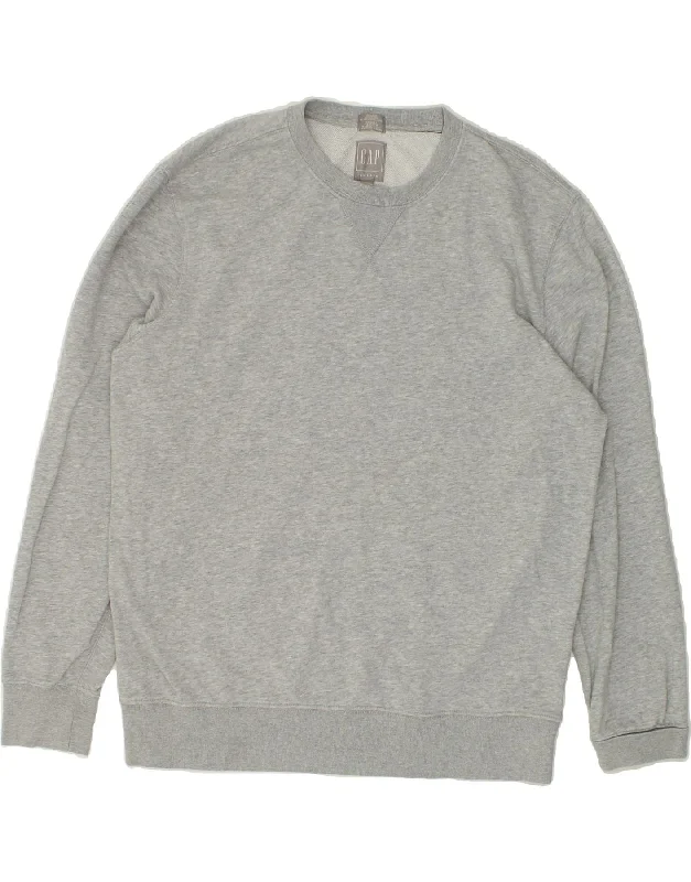 GAP Mens Sweatshirt Jumper Large Grey Cotton Hoodie with Tied Waist Feminine Flattering