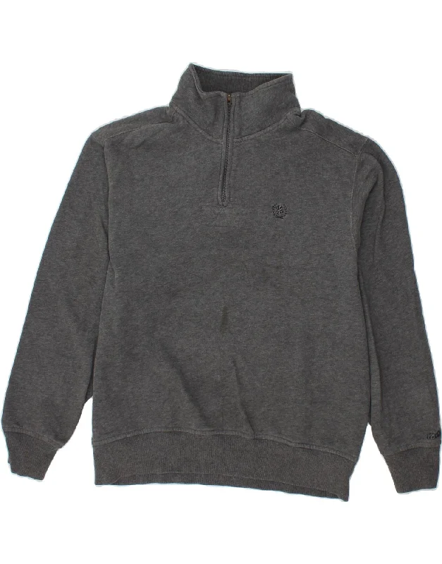 IZOD Mens Zip Neck Sweatshirt Jumper Medium Grey Cotton Hoodie with Logo Branding Identity