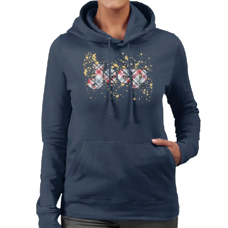 Jeep Splattered Logo Women's Hooded Sweatshirt Hoodie with High Neck Warm Protective