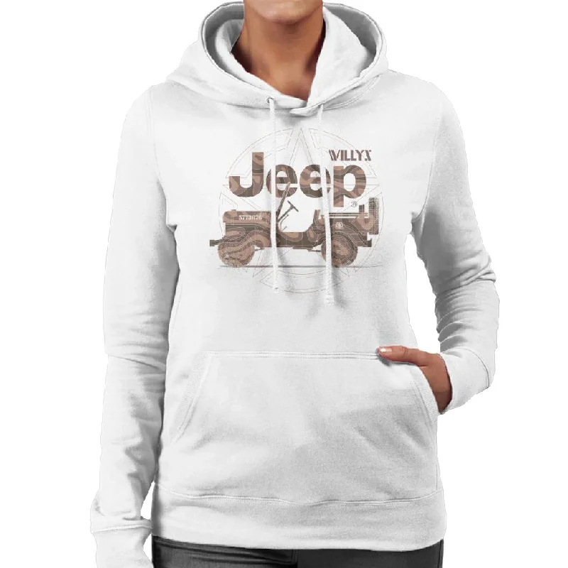 Jeep Willys MA Star Women's Hooded Sweatshirt Hoodie with Monochrome Minimalist Simple