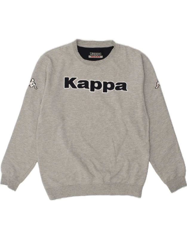 KAPPA Mens Graphic Sweatshirt Jumper Medium Grey Cotton Hoodie with Mesh Breathable Sporty