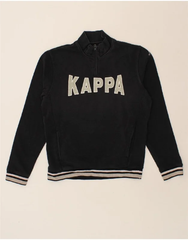 KAPPA Mens Graphic Zip Neck Sweatshirt Jumper Large Navy Blue Cotton Hoodie with Mesh Breathable Sporty KAPPA Mens Graphic Zip Neck Sweatshirt Jumper Large Navy Blue Cotton Hoodie with Mesh Breathable Sporty