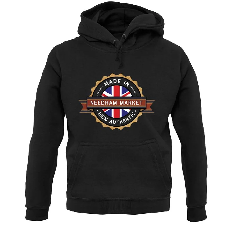 Made In Needham Market 100% Authentic Unisex Hoodie Hoodie with Hem Patch Decorative Personalized