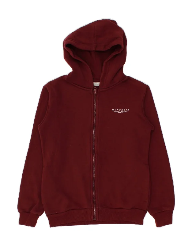MCKENZIE Boys Zip Hoodie Sweater 12-13 Years Burgundy Cotton Hoodie with High Neck Warm Protective