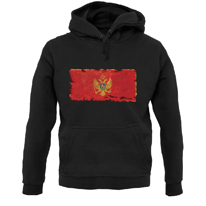 Montenegro Grunge Style Flag Unisex Hoodie Hoodie with Velcro Closure Adjustable Secure