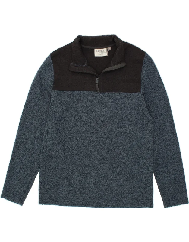 MOUNTAIN WAREHOUSE Mens Zip Neck Sweatshirt Jumper Large Blue Colourblock Hoodie with Illustration Artistic Creative