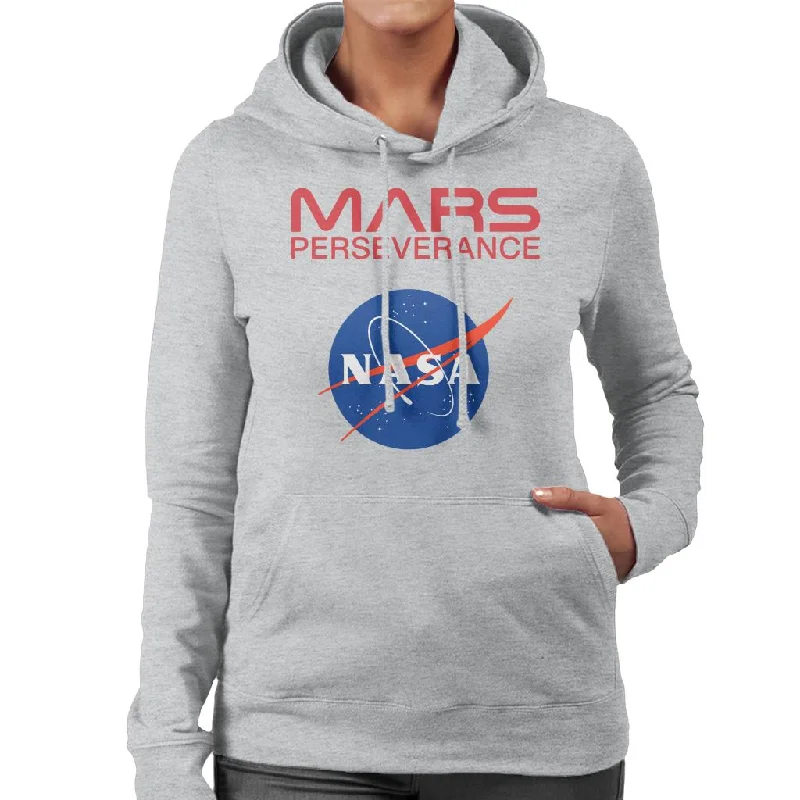 NASA Logo Mars Perseverance Women's Hooded Sweatshirt Hoodie with Snap Buttons Easy Quick