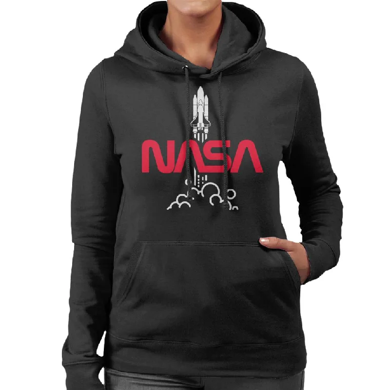 NASA Shuttle Launch Logo Women's Hooded Sweatshirt Hoodie with Batwing Sleeves Loose Dramatic
