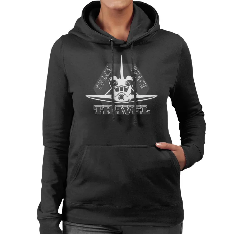 NASA Space Travel Rocket Front View Women's Hooded Sweatshirt Hoodie with Side Slits Relaxed Casual