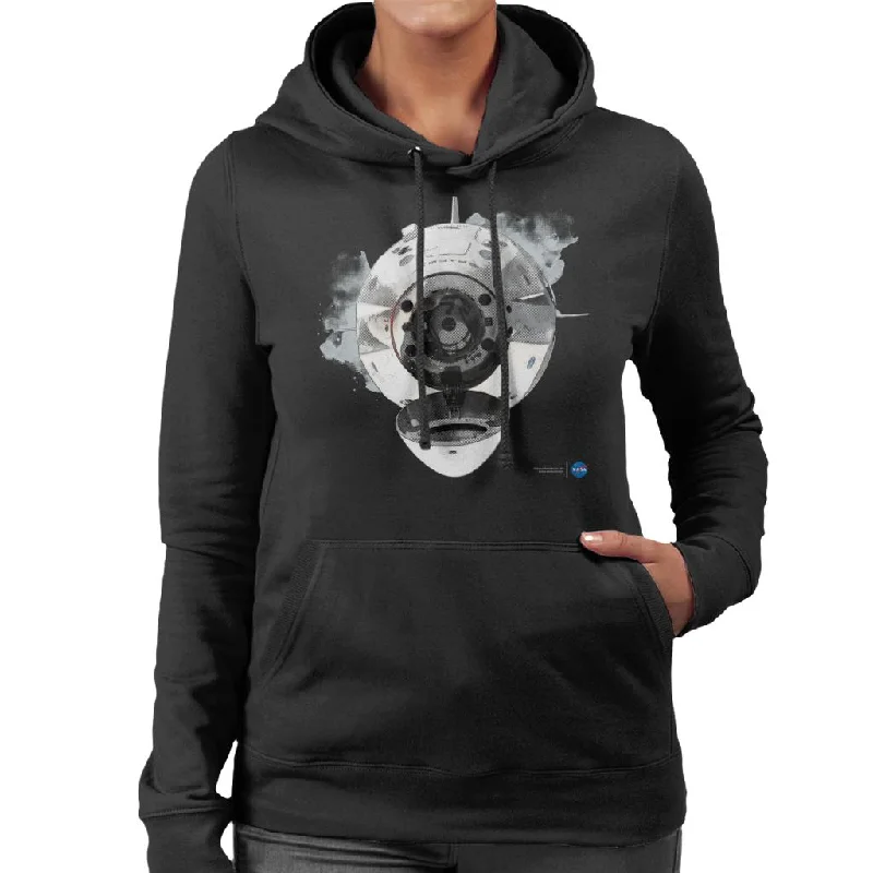 NASA SpaceX Dragon Capsule Docking Women's Hooded Sweatshirt Hoodie with Applique Textured Unique