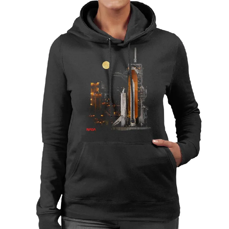 NASA STS 110 Discovery Shuttle At Launch Pad Women's Hooded Sweatshirt Hoodie with Lace Feminine Delicate