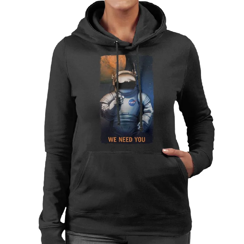 NASA We Need You Women's Hooded Sweatshirt Hoodie with High-Low Hem Asymmetrical Trendy